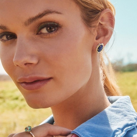 Kendra Scott Gold and Blue Earrings - Picture 4 of 4